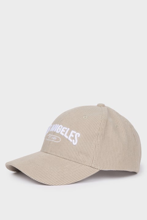 Beige Man Man Embroidered Corduroy Cap Casual